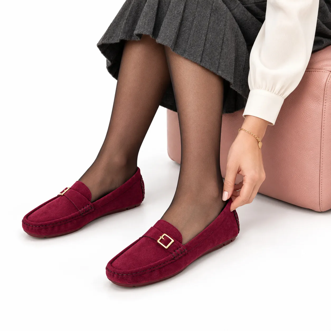 Mocassin pour femme M2025 bordeaux  daim  